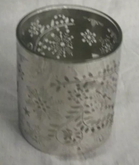 NEW GLASS AND SILVER Candle Holders with Snowflake & Trees TII Collections