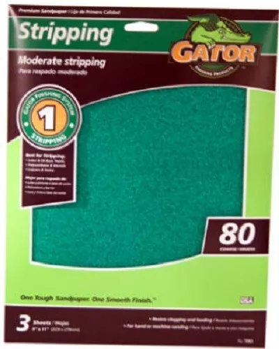 Ali Gator, Sandpaper Sheet, 80-Grit, 9 x 11-In., 3-Pk.