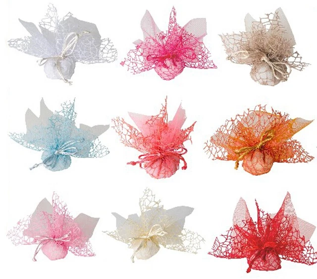 100 Pezzi Veli Di Fata In Tulle Organza Per Bomboniere – Diametro 24 Cm – Oro, Perfetti Per Confetti E Riso A Matrimoni E Comunioni