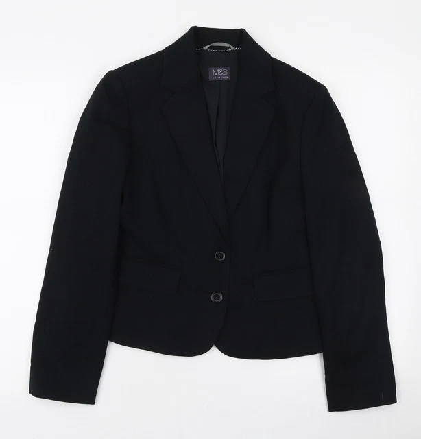 Blazer da donna nero poliestere Marks and Spencer taglia 10