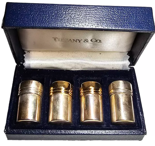 Tiffany & Co. Sterling Silver Set of 2 Individual Salt & Pepper Shaker Boxed Set