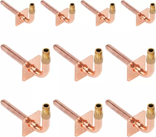 Pack of 10 Copper Stub Out Elbows with Wall Flange PEX-A Stub Out 1/2’’-6inch to