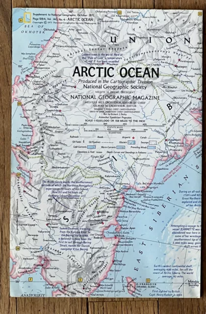 Vtg National Geographic Map Oct 1971 Issue - Arctic Ocean Floor Article Ocean