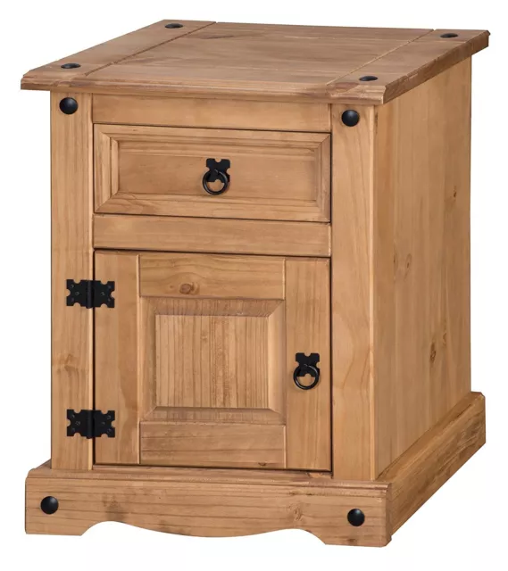 Corona Bedside Cabinet 1 Door 1 Drawer Large Table Pine by Mercers Furniture®