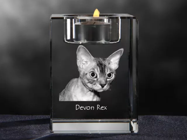 Devon Rex , Kristall-Kerzenleuchter Avec Chat, Crystal Animals