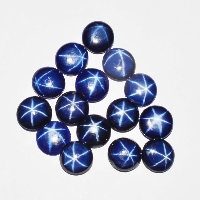 56.25 Ct.Ceylon 6 Rays Blue Star Sapphire Round Cabochon 10x10 mm Lot Loose Gem