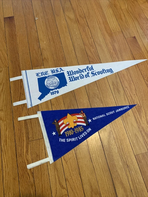 1910-1985 World Jamboree BOY SCOUT Pennant + 1979 WORLD OF SCOUTING FLAG BSA