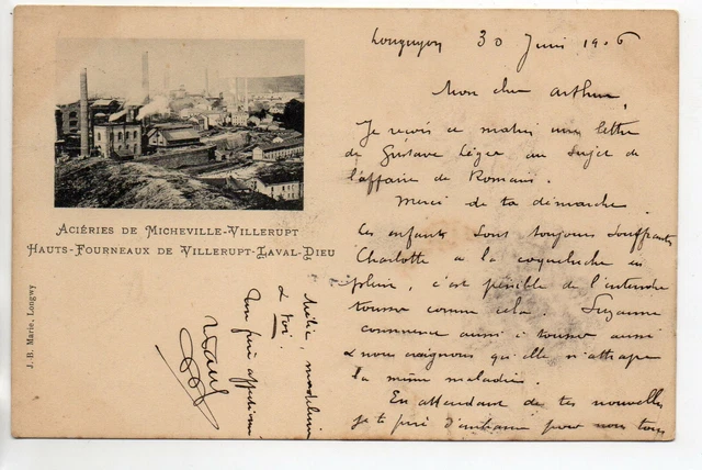 VILLERUPT - Meurthe et Moselle - CPA 54 - vue nuage Hauts fourneaux Laval dieu