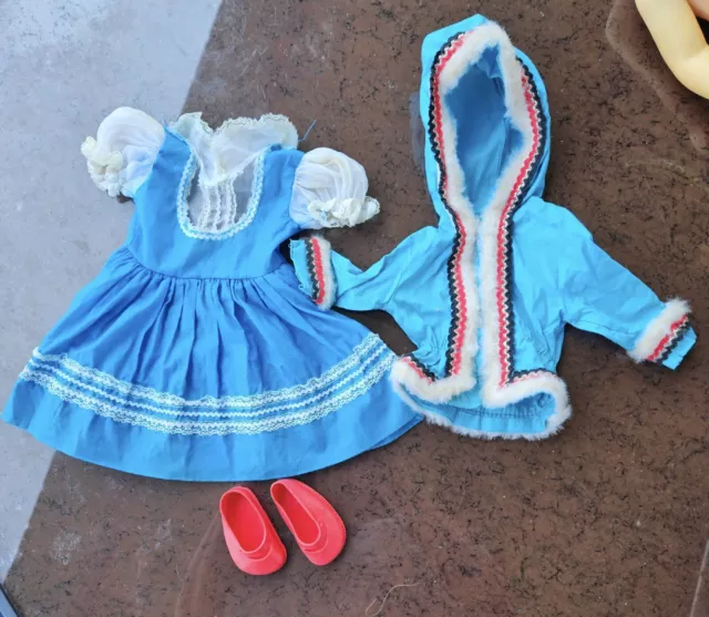 Chatty Cathy Doll Clothes Blue Dress with Matching Coat ~ No Label ~ Well Made!