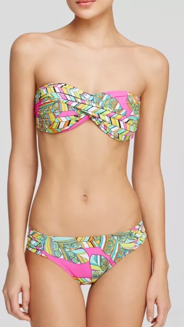 NWT  $148 Sz 12  Trina Turk Tuvalu  Bandeau Set W/ Shirred Hipster Bottom