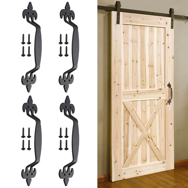 4x 11" Sliding Barn Door Handle Vintage Cast Iron Farmhouse Pull Gate Cabinet