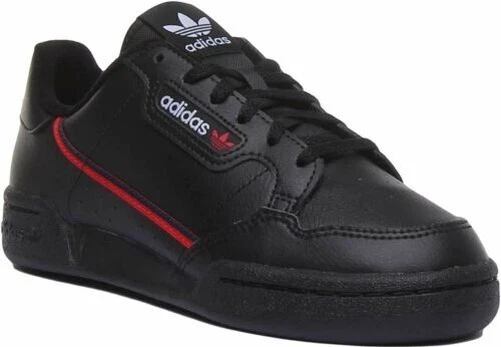 ADIDAS Continental 80s J Lacet 80S Baskets Cuir en Noir Taille UK 3- 7