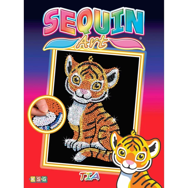 Tiger Paillettenbild Sequin Art 28x37cm - Schillerndes Katze Bastelset Raubkatze