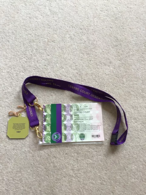 Tennis WIMBLEDON Centre Court 2nd July 1991 Ladies Final Ticket & Lanyard