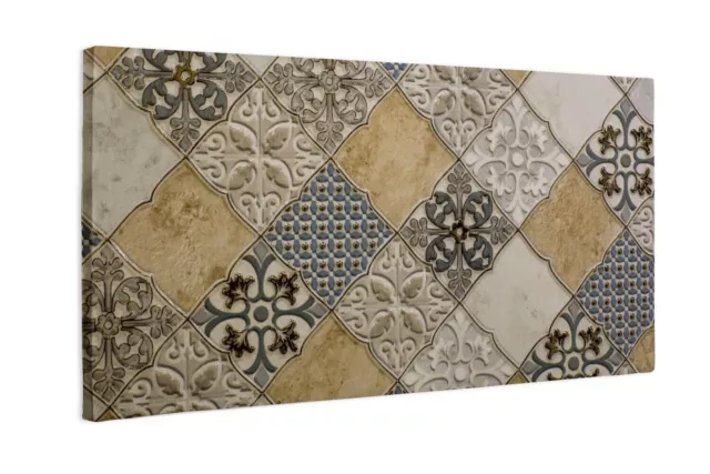 Cuadro en lienzo con estampado de azulejos de mármol 125x50 cm