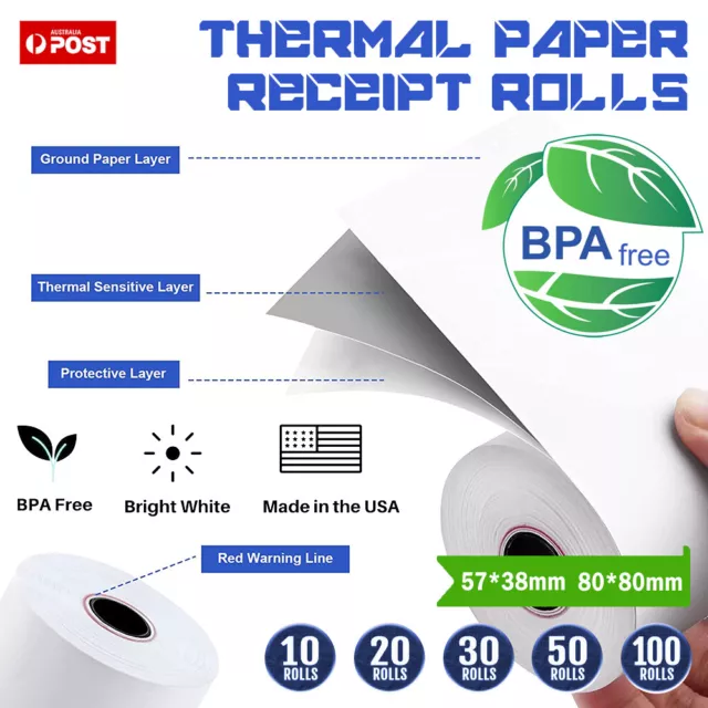 Premium 80x80 mm Thermal Paper Rolls POS Cash Register Receipt CHEAP AU STOCK