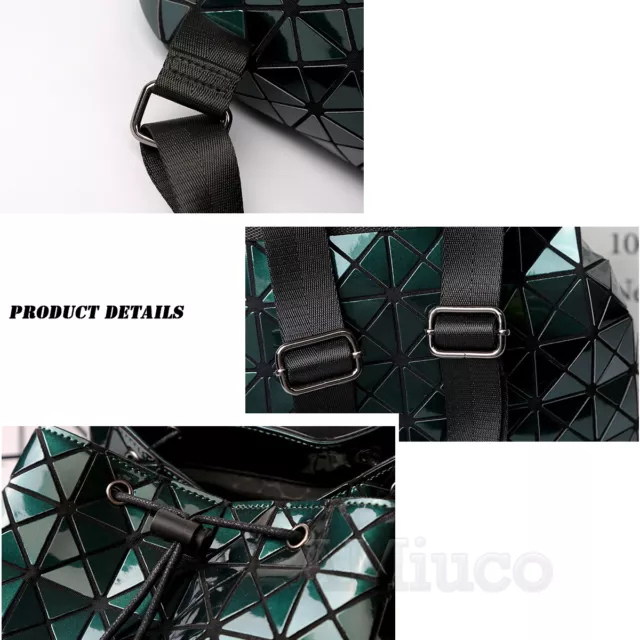 Womens Geometric Backpack Diamond Sequins Patchwork Laser Bags Lattice Backpacks 3