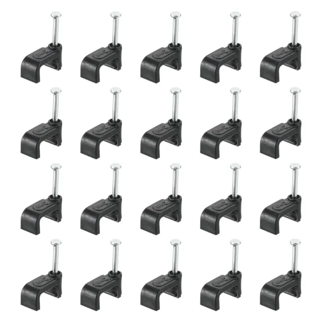 Cable Clips with Steel Nail, 200Pcs 10mm/0.39" Plastic Cable Wire Clips, Black