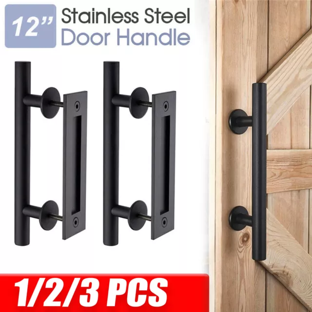 12" Barn Door Handle Sliding Flush Pull Wood Door Gate Stainless Steel Hardware