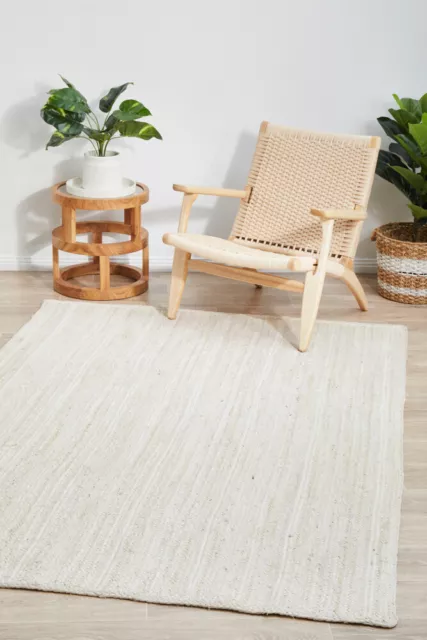 Jute Sisal White Soft Floor Rug Hand-Made Modern Rug Carpet *NEW*