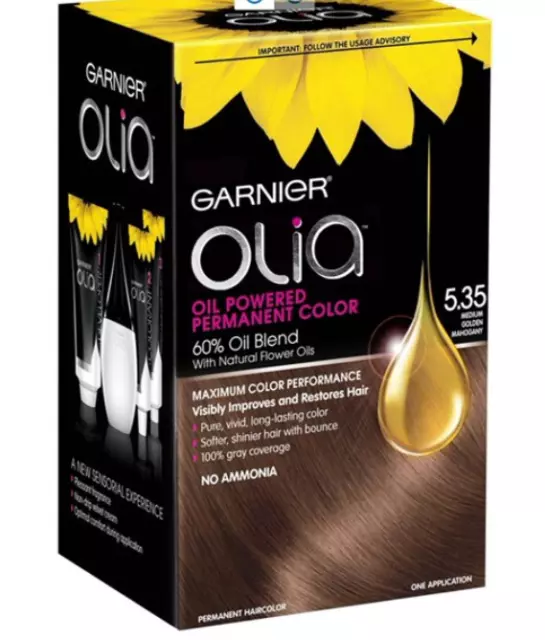 B1G1 @ 20% OFF Garnier Olia Oil Permanent Hair Color 5.35 Med Golden Mahogany