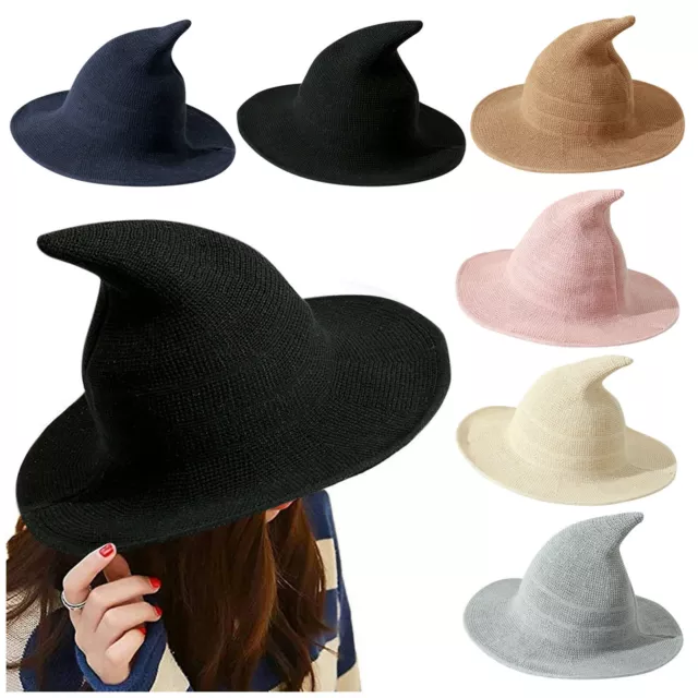 Women's Halloween Witch Hat Wool Knitted Cap for Party Cosplay Costume Accessory