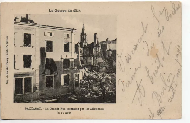 BACCARAT - Meurthe et Moselle - CPA 54 - la grande rue incendiée en aout 1914