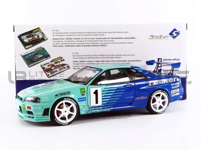 SOLIDO NISSAN SKYLINE R34 GT-R Bayside Bleu 1999 - Modèle 1:18 EUR 71,55 - FR