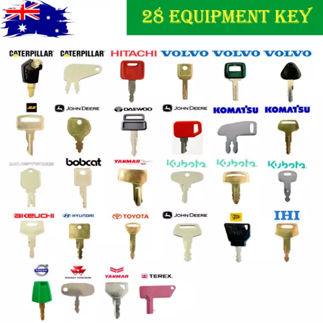 28 Excavator Plant Digger Key Master Set BOBCAT KUBOTA HITACHI JCB KOMATSU CAT