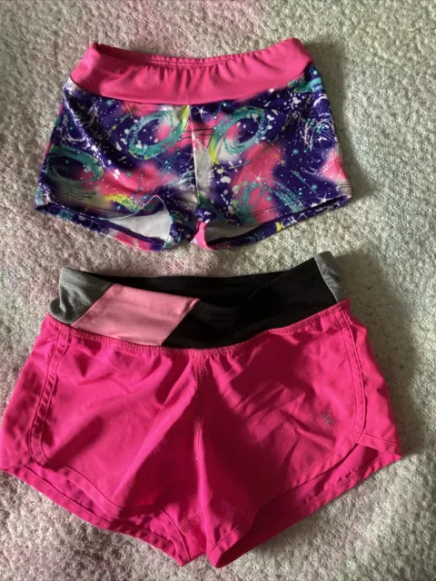 Lot of 2 Danskin Now Freestyle Dance Gym Shorts Girls 4/5 Pink Purple Stretch