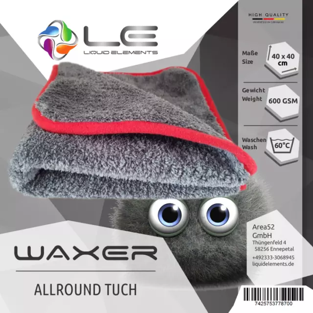 Liquid Elements - Waxer Mikrofaser Allroundtuch / Auto / Lack / 600GSM / 40x40cm