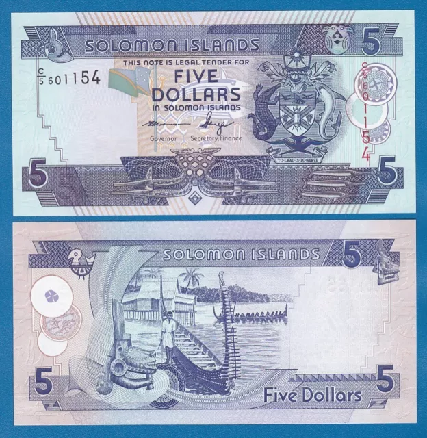 Solomon Islands 5 Dollars P 26 New signature UNC ND 2004-2018 Prefix C5