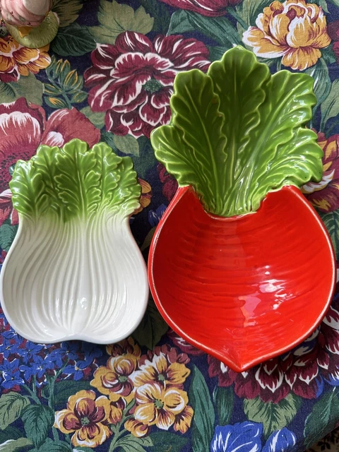 Vintage made in Japan radish and celery plate . majolica radish plate
