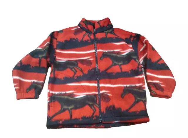 Giubbotto felpa in pile cowboy western country bambino cavalli rosso Made in USA