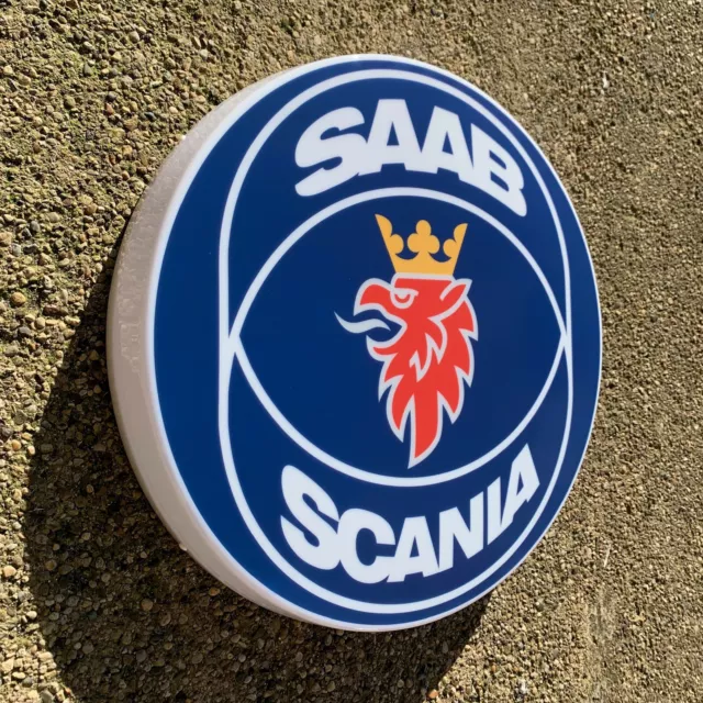 Saab Scania LED Wand Licht Zeichen Logo Garage Automobilia Vabis Lkw Auto 9000