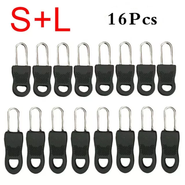 16x Universal Metal Zipper Pull Fixer Slider Puller Repair Replacement Zip Head