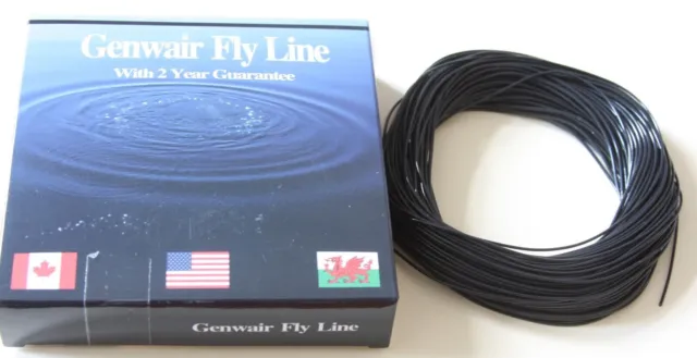 Sinking Fly Line Genwair Black WF 7S Sink Rate 6 ips 2 Year Gntee  loop & Leader