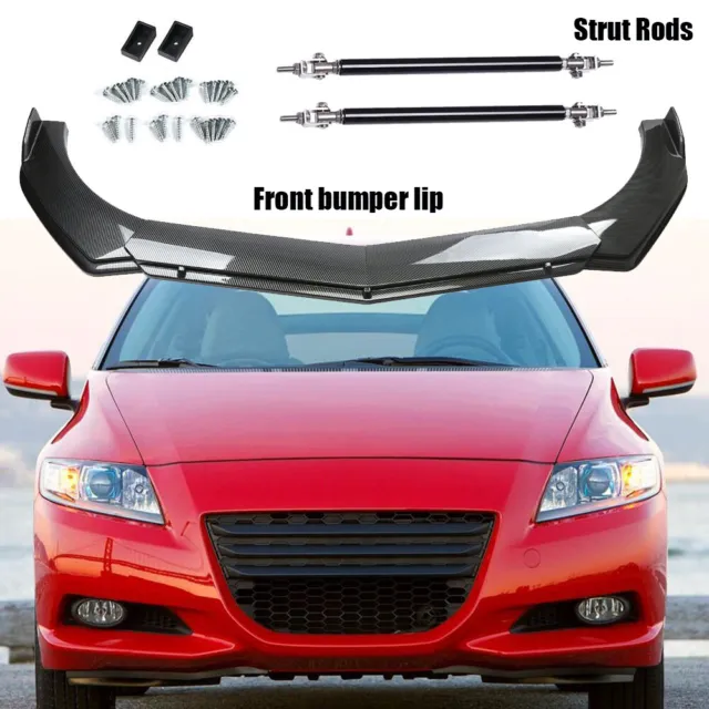 Front Bumper Lip Splitter Spoiler Body Kit Carbon Fiber+Strut Rod For Honda CR-Z