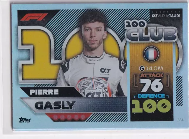 Topps F1 Turbo Attax 2022 Formel 1 Karte Nr. 334 100 Club Pierre Gasly