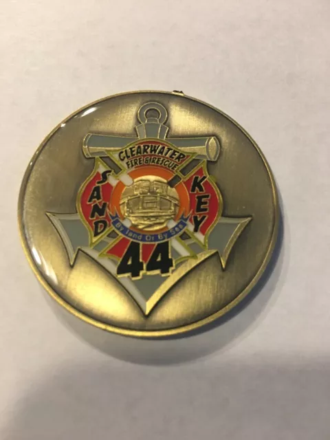 NEW CLEARWATER FIRE Department Challenge Coin station 44 Sand Key $10. ...