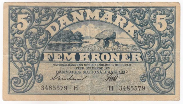 Dänemark,5 Kronen,1942, Danmarks National Bank, P30g, Fein