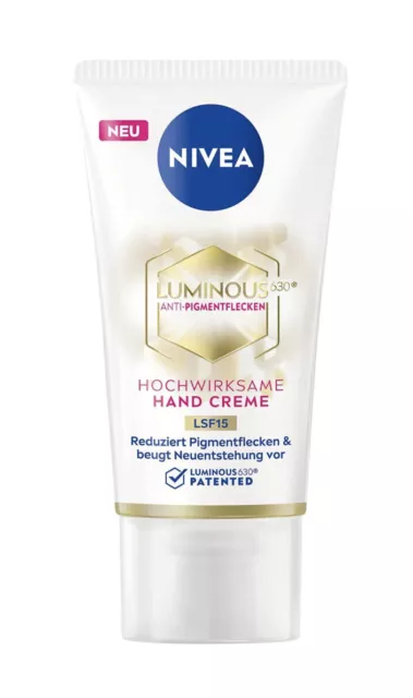 NIVEA Crema de Manos Luminoso Anti Manchas de Pigmentación, Fps 15 , 50 ML