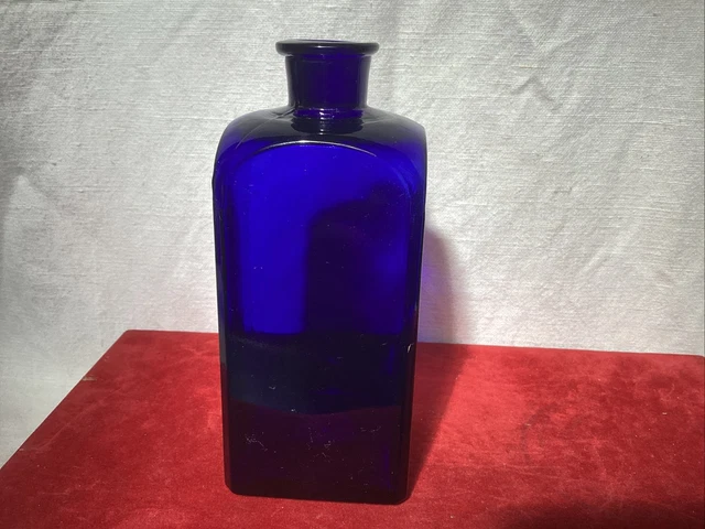 Vintage Colbolt Blue Glass Bottle. Probably Mould Blown With Smooth Pontil? Vintage Colbolt Blue Glass Bottle. Probably Mould Blown With Smooth Pontil?