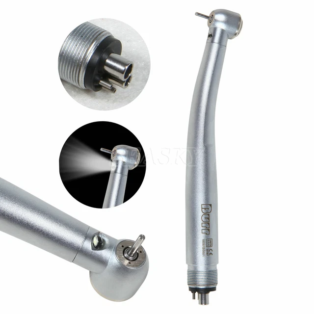Joy Dental LED Fiber Optic High Speed Handpiece – Ceramic Bearing, 4-Hole, Internal Triple Spray, Model JD008A-SP M4
