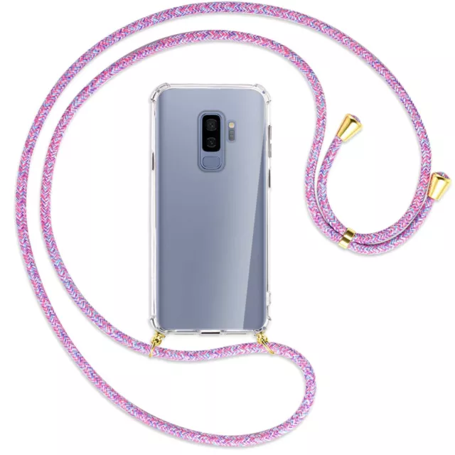 Collier pour Samsung Galaxy S9+ S9 Plus violet/rose/bleu (O) Etui Coque + cordon