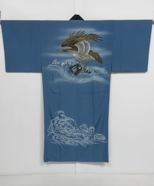 1007i05z500 Japanese Kimono Synthetic Men's JUBAN Blue-Gray Hawk