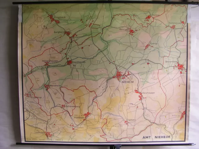 Schulwandkarte Wandkarte map Karte Amt Nieheim 173cmx142cm 1zu8300 Heimatkarte