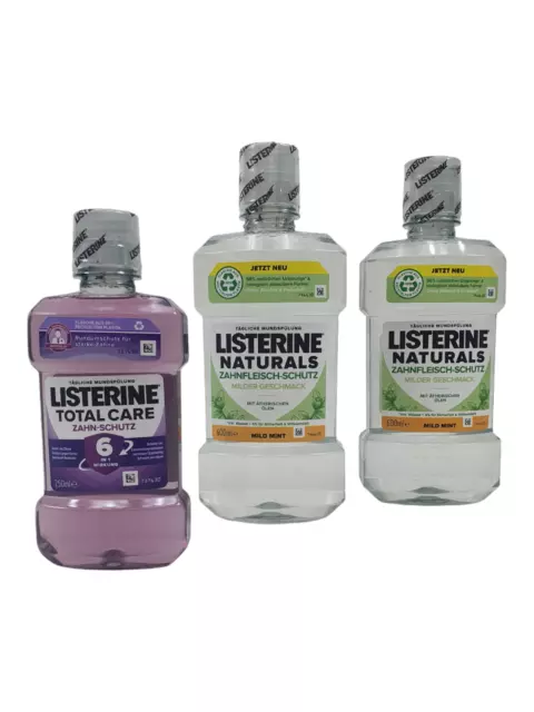 Listerine 2x Naturals Mundspülung 600ml Milder Geschmack + 1x 250ml Total Care