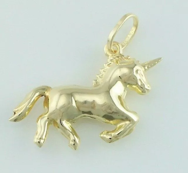 9ct Oro Charm Unicornio / Colgante Nuevo