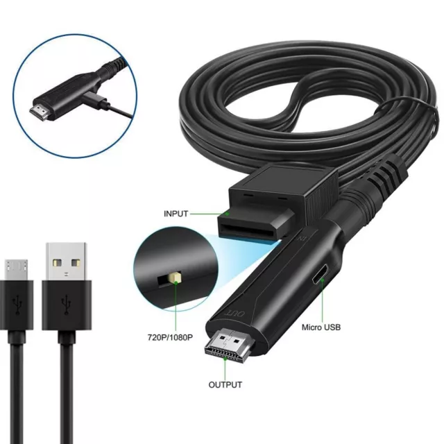 For Wii to HDMI Adapter Converter w/ USB Cable High Speed Game Conversion Cord #